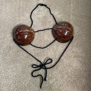 Authentic Hawaiian Polished Coconut Shell Bra~ NEW